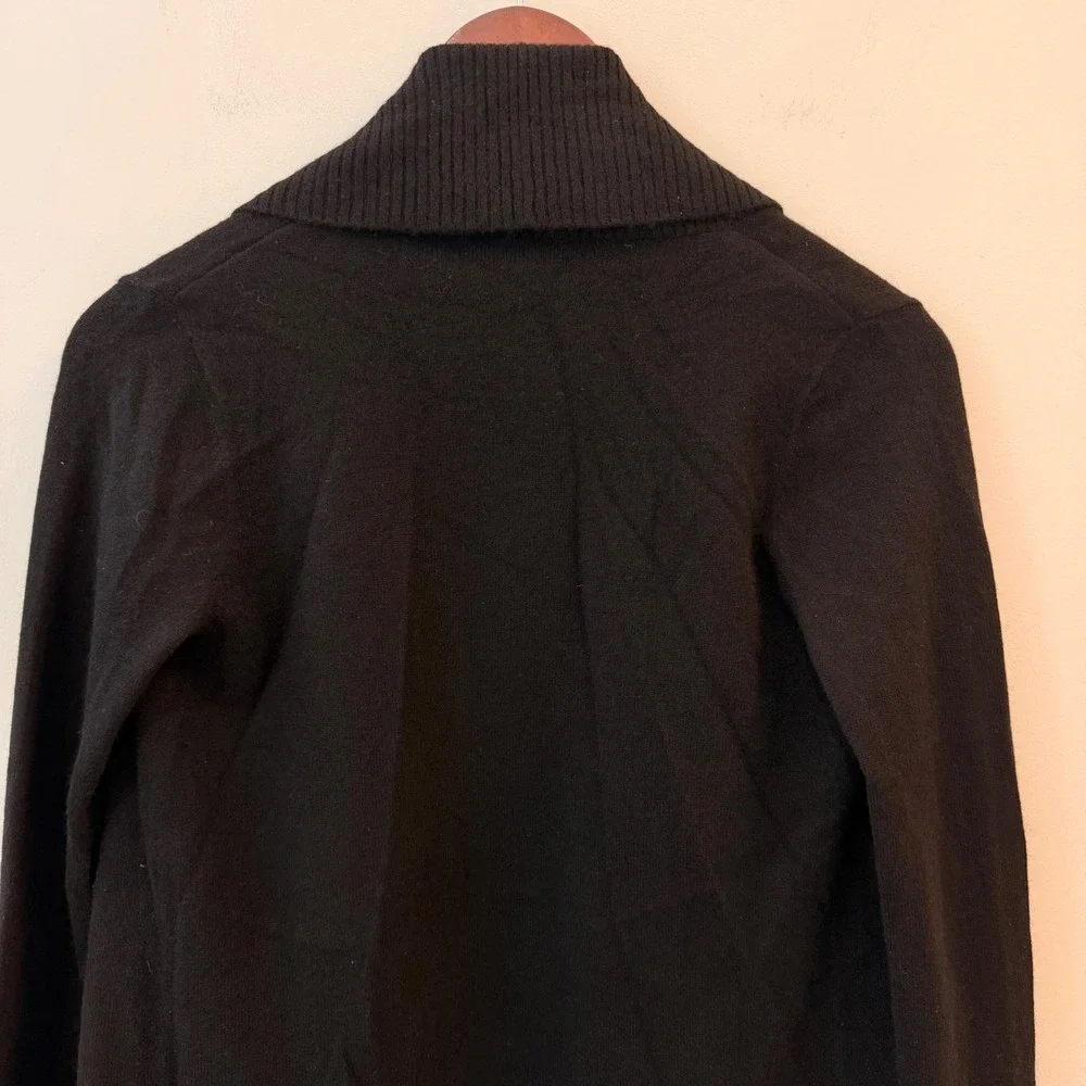 Quince Mongolian Cashmere Open Cardigan Sweater Pockets Shawl Trip Black XS NWT